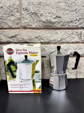Vintage NEW Norpro 5586 Stove-Top Espresso Maker 10 oz Moka Pot in Original Box
